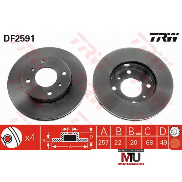Тормозной диск TRW DF2591