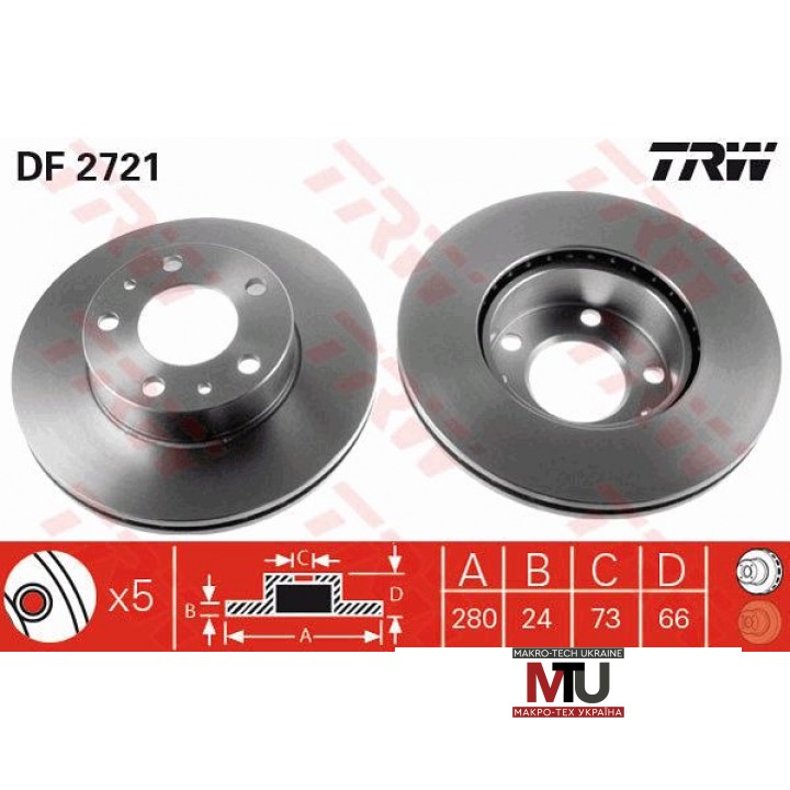 Тормозной диск TRW DF2721