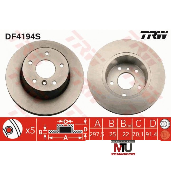 Тормозной диск TRW DF4194S