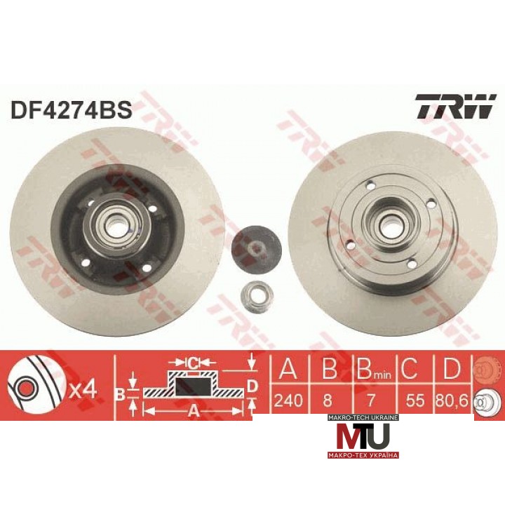 Тормозной диск TRW DF4274BS