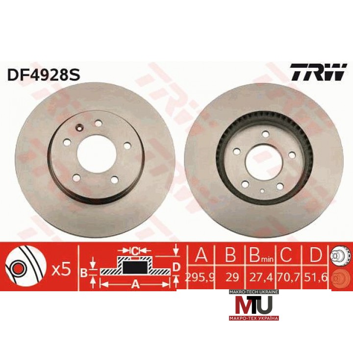 Тормозной диск TRW DF4928S