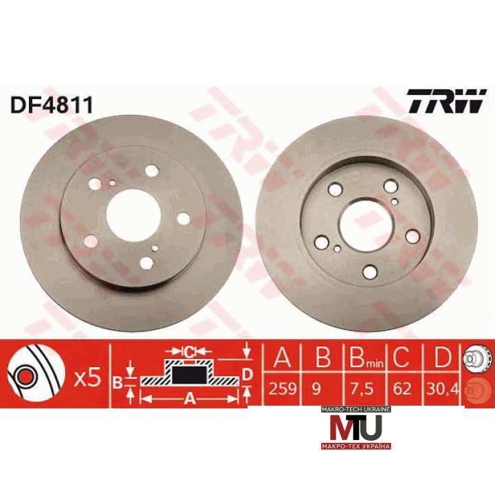 Тормозной диск TRW DF4811
