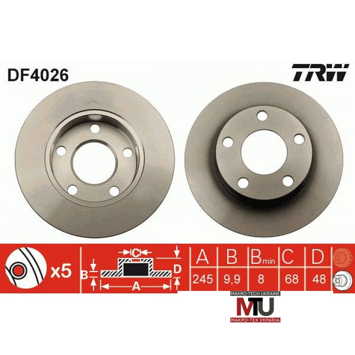 Тормозной диск TRW DF4026