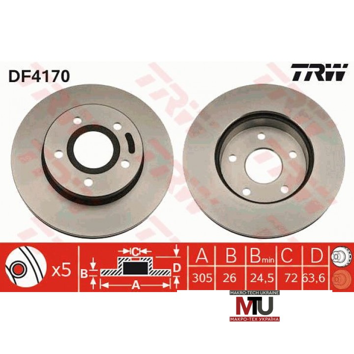 Тормозной диск TRW DF4170