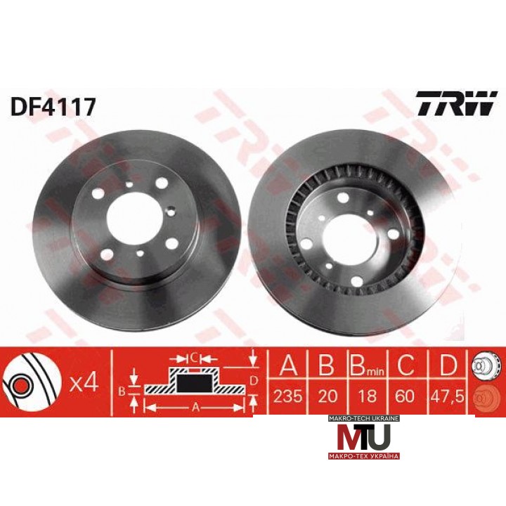 Тормозной диск TRW DF4117