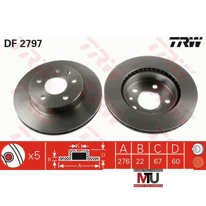 Тормозной диск TRW DF2797