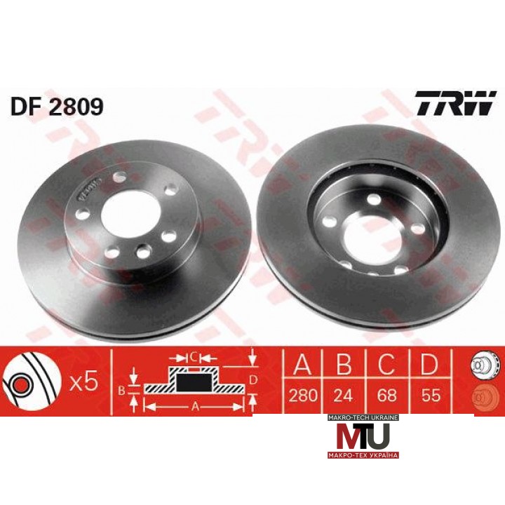Тормозной диск TRW DF2809