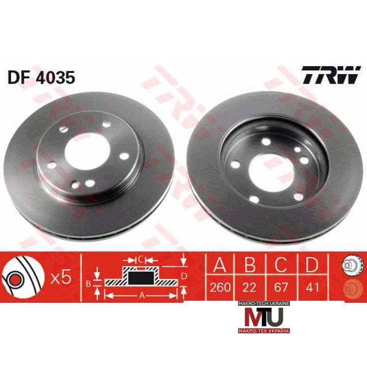 Тормозной диск TRW DF4035
