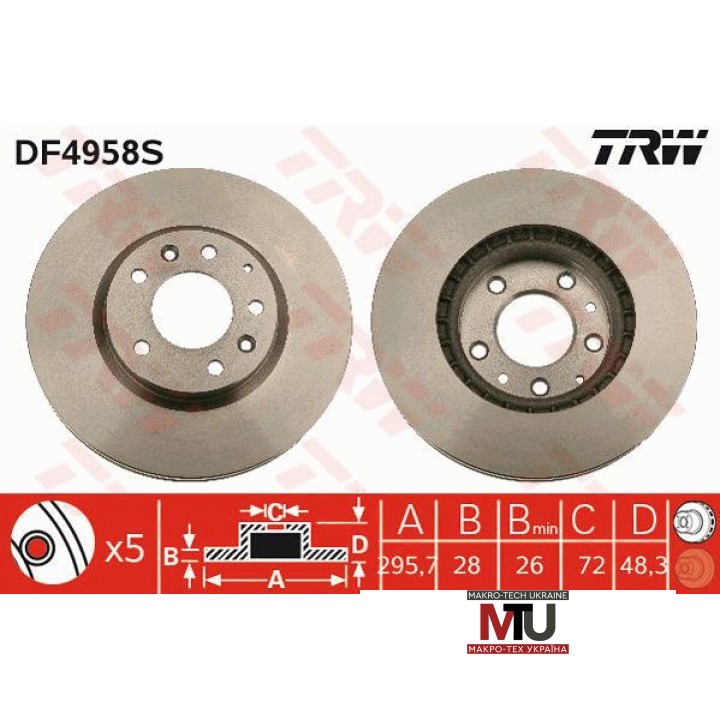 Тормозной диск TRW DF4958S
