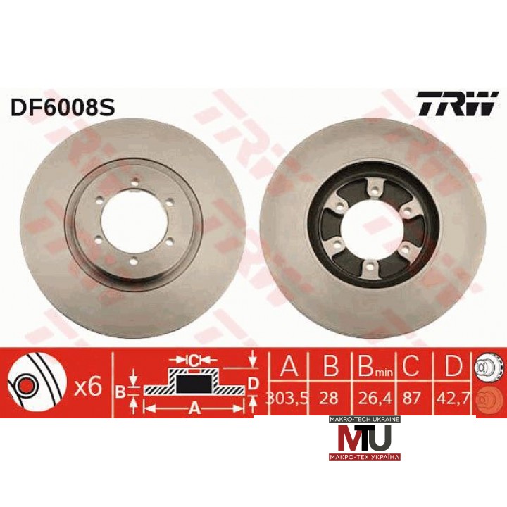 Тормозной диск TRW DF6008S