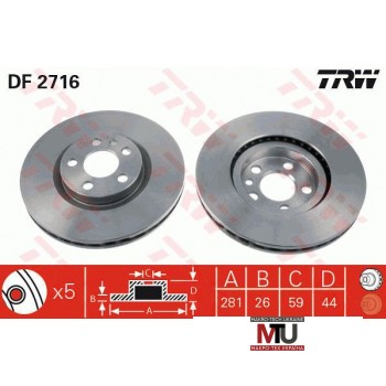 Тормозной диск TRW DF2716