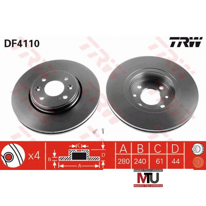 Тормозной диск TRW DF4110