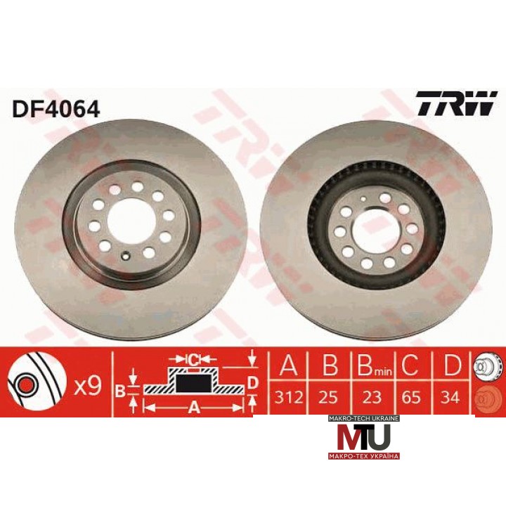 Тормозной диск TRW DF4064