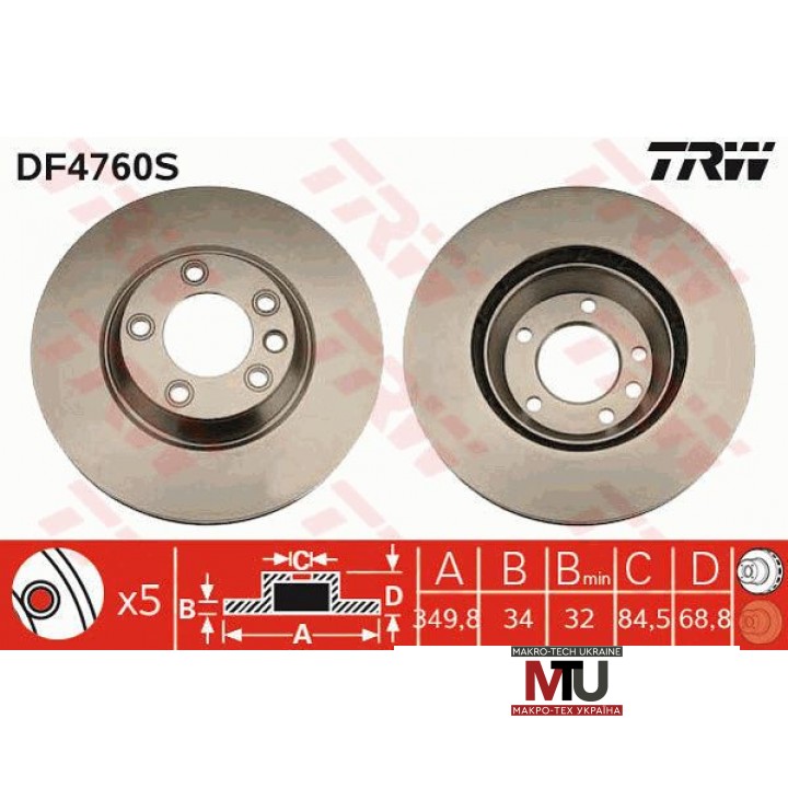 Тормозной диск TRW DF4760S