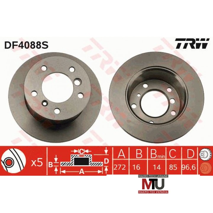 Тормозной диск TRW DF4088S