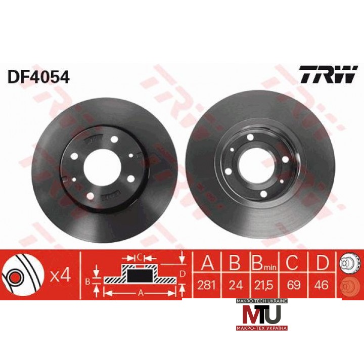Тормозной диск TRW DF4054