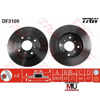 Тормозной диск TRW DF3109