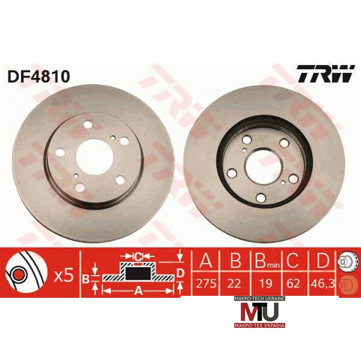 Тормозной диск TRW DF4810