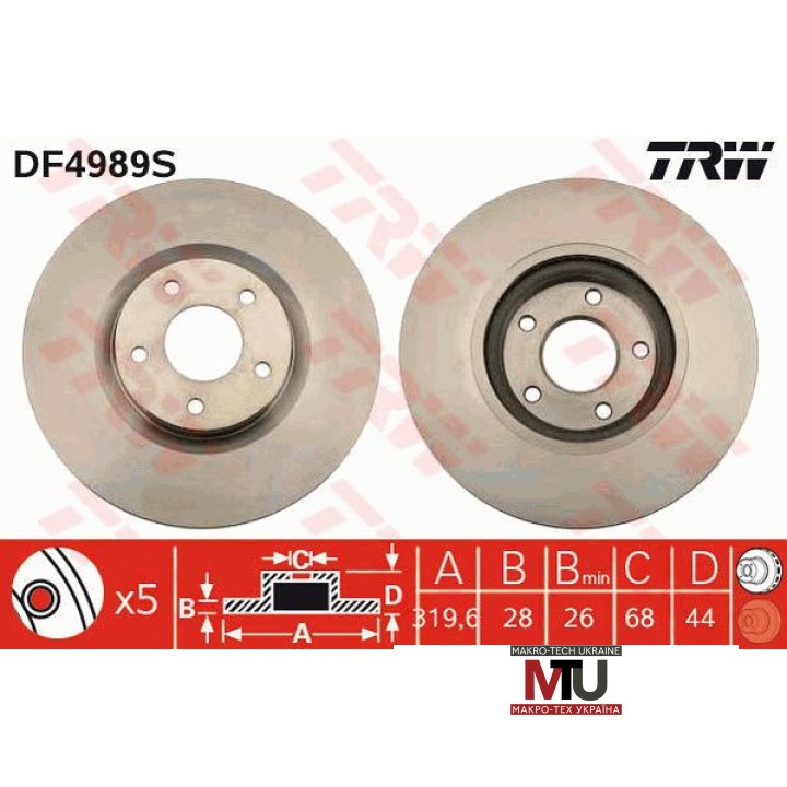 Тормозной диск TRW DF4989S