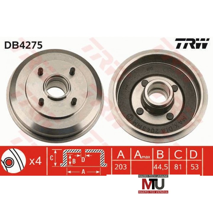 Тормозной барабан TRW DB4275