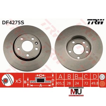 Тормозной диск TRW DF4275S