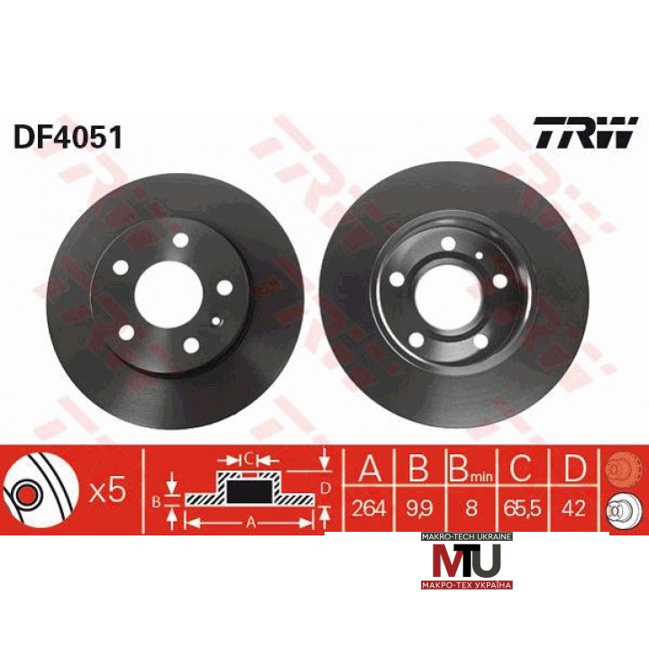 Тормозной диск TRW DF4051
