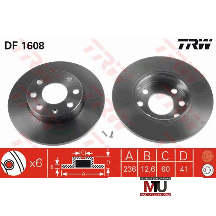 Тормозной диск TRW DF1608