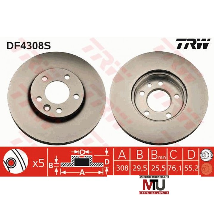 Тормозной диск TRW DF4308S