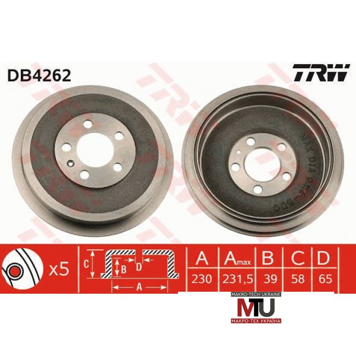 Тормозной барабан TRW DB4262