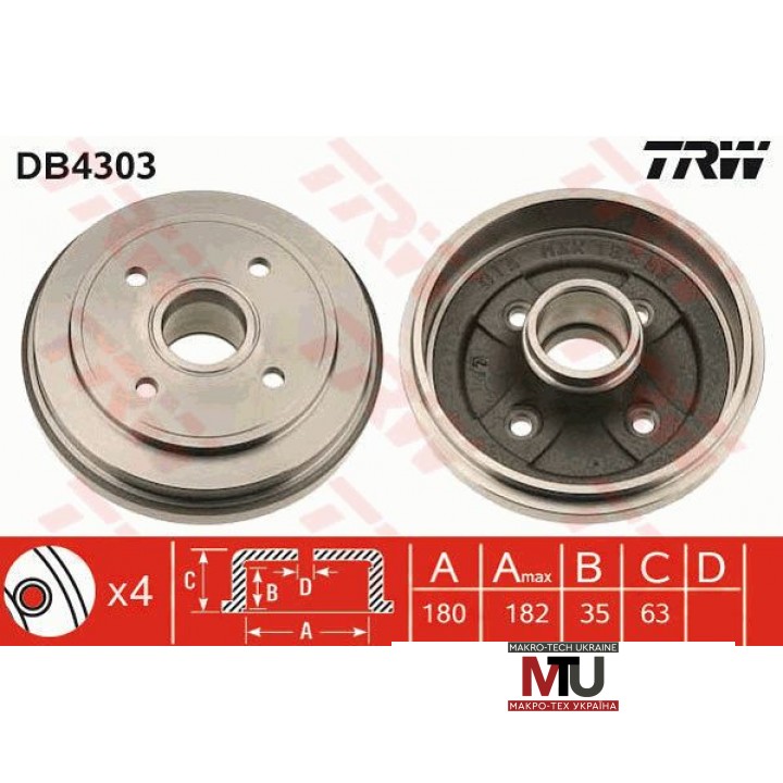 Тормозной барабан TRW DB4303