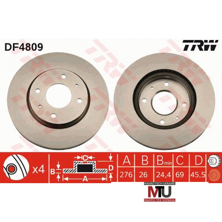 Тормозной диск TRW DF4809