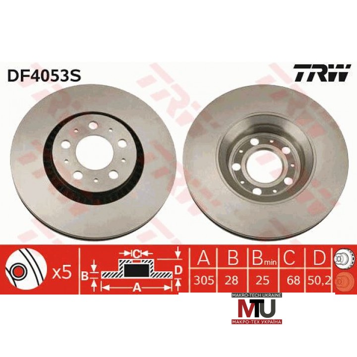 Тормозной диск TRW DF4053S