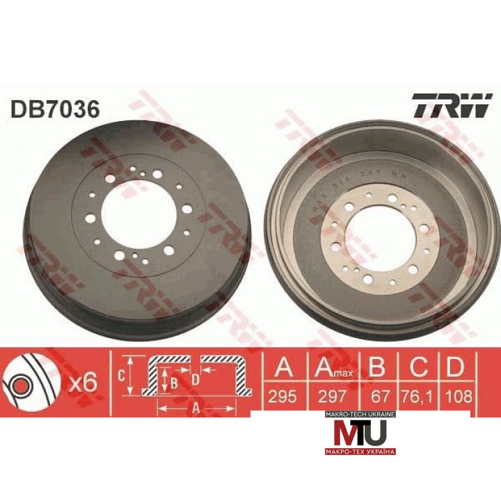 Тормозной барабан TRW DB7036